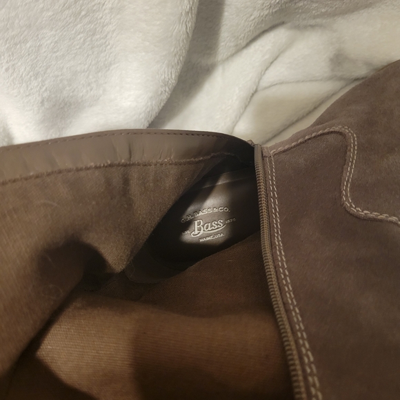 Tan Suede Knee High Boots Bass Women's Heeled Boots - Taupe Size 9 Zip Up Boots - Picture 16 of 16